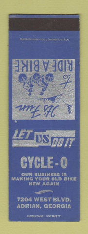 Matchbook Cover - Cycle O Bicycles Adrian GA SAMPLE CREASES