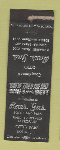 Matchbook Cover - Otto Baer Gas Kewanee IL Edelstein POOR STRIKER