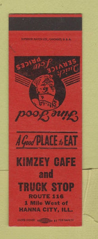 Matchbook Cover - Kimzey Cafe Truck Stop Hanna City IL SAMPLE