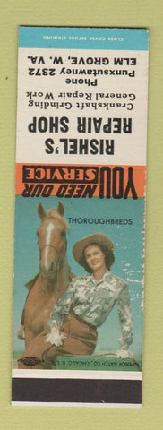 Matchbook Cover - Rishel's Repair Shop Elm Grove WV SAMPLE WEAR