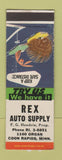 Matchbook Cover - Rex Auto Supply Coon Rapids MN SAMPLE WEAR