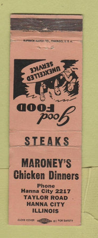 Matchbook Cover - Maroney's Chicken Dinners Hanna City IL WEAR