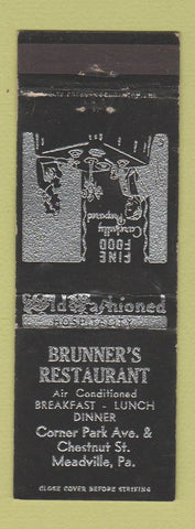 Matchbook Cover - Brunner's Restaurant Meadville PA
