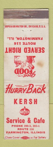 Matchbook Cover - Kersh Standard oil gas Farmington IL WEAR