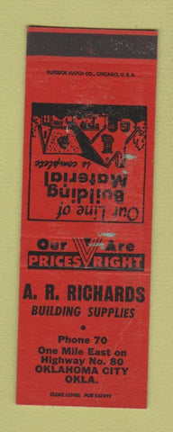 Matchbook Cover - AR Richardson Building Supply Oklahoma City SAMPLE WORN