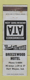 Matchbook Cover - Breezewood Motel Fort Wayne IN