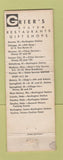 Matchbook Cover Grier's Restaurants Aurora Chicago IL Madison WI Springfield IL