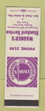 Matchbook Cover - Standard oil gas Wagner's SAMPLE WEAR