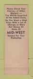 Matchbook Cover - Mid West Hog Market WEAR
