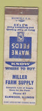Matchbook Cover - Wayne Feeds Miller Farm Supply Elmwood IL WORN