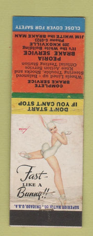 Matchbook Cover - Peoria Brake Service IL pinup WEAR