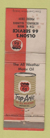 Matchbook Cover - Phillips 66 oil gas Olson's Kewanee IL WORN