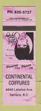 Matchbook Cover - Continental Coiffures Hair Salon Terrace BC