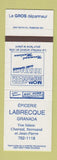 Matchbook Cover - Epicerie Labrecque Granda QC grocery SAMPLE