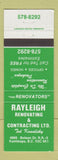 Matchbook Cover - Rayleigh Renovating Contracting Kamloops BC