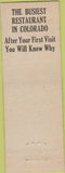 Matchbook Cover - Golden Lantern Inn Denver CO