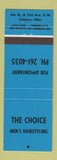 Matchbook Cover - The Choice Mens Hair Salon Calgary AB