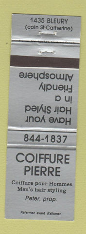 Matchbook Cover - Coiffure Pierre QC hair salon