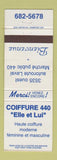 Matchbook Cover - Coiffure 440 Elle et Lui QC