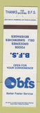 Matchbook Cover - OBFS Food Grocery deli Canada
