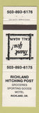 Matchbook Cover - Richland Hitching Post Richland OR