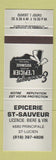 Matchbook Cover - Epicerie St Sauveur St Lucien QC