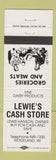 Matchbook Cover - Lewie's Cash Store Ridgeland WI