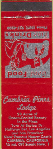 Matchbook Cover - Cambria Pines Lodge CA