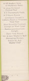 Matchbook Cover - Cambria Pines Lodge CA
