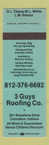 Matchbook Cover - 3 Guys Roofing Columbus IN