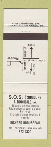 Matchbook Cover - SOS Soudure Les Saules QC