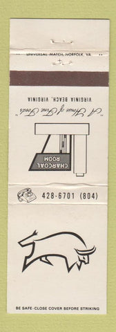 Matchbook Cover - Charcoal Room Virginia Beach VA