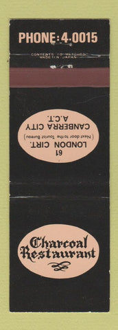 Matchbook Cover - Charcoal Restaurant Canberra City Australia