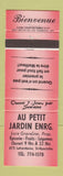 Matchbook Cover - Au Petit Jardin St Hyacinthe QC