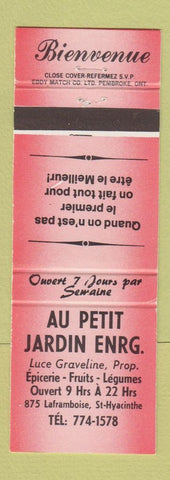 Matchbook Cover - Au Petit Jardin St Hyacinthe QC