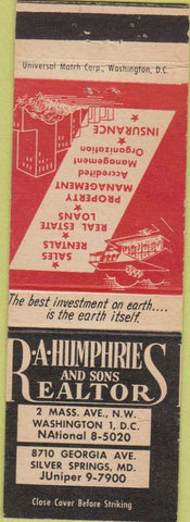 Matchbook Cover - Humphrie Realtors Silver Springs MD