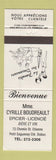 Matchbook Cover - Cyrille Boudreault Grocery Dubuc QC
