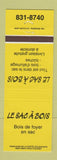 Matchbook Cover - Le Sac A Bois QC