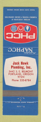 Matchbook Cover - Jack Howk Plumbing Portland OR