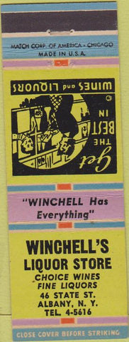 Matchbook Cover - Winchell's Liquor Store Albany NY