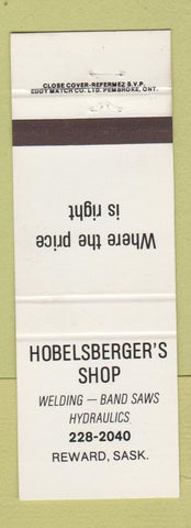 Matchbook Cover - Hobelsberger's Shop Welding Band Saws Reward SK