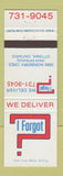 Matchbook Cover - I Forgot Delivery Ottawa ON