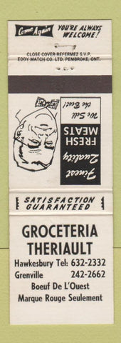 Matchbook Cover - Groceteria Theriault Grocery Grenville Hawkesbury QC WEAR
