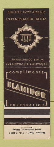 Matchbook Cover - Flamidor Corporation Sillery ON Air Conditioning