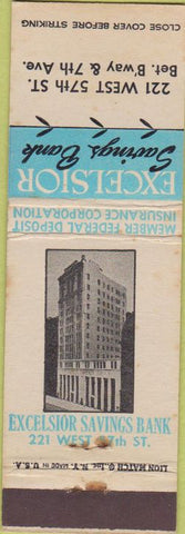 Matchbook Cover - Excelsior Savings Bank New York NY