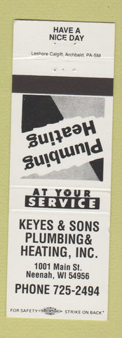 Matchbook Cover - Keyes & Sons Plumbing Heating Neenah WI