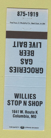Matchbook Cover - Willies Stop n Shop Columbia MO