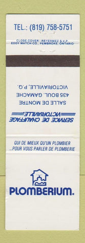 Matchbook Cover - Plomberium Plumbing Victoriaville QC