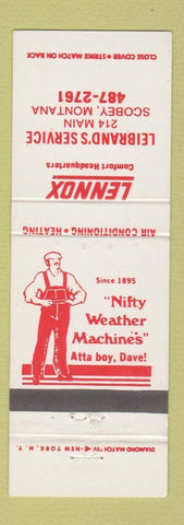 Matchbook Cover - Lennox Heating Air Conditioning Leibrand's Scobey MT