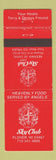 Matchbook Cover - Sky Club Plover WI